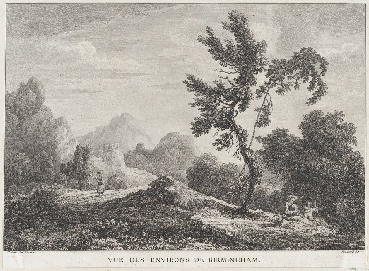 Udsigt over Birmingham, ca. 1755., ca. 1755. af Peter Paul Benazech