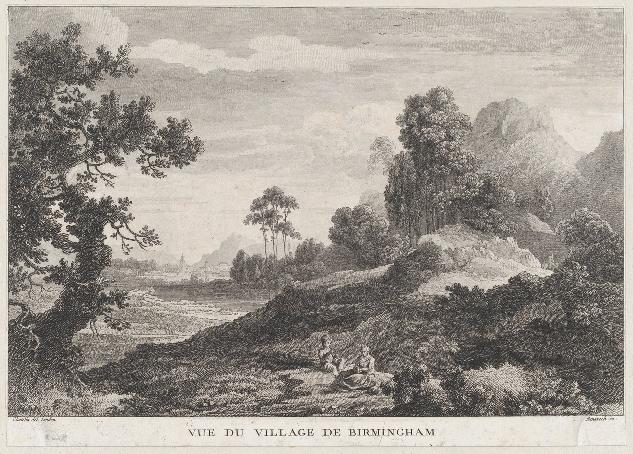 Udsigt over landsbyen Birmingham, ca. 1755., ca. 1755. af Peter Paul Benazech