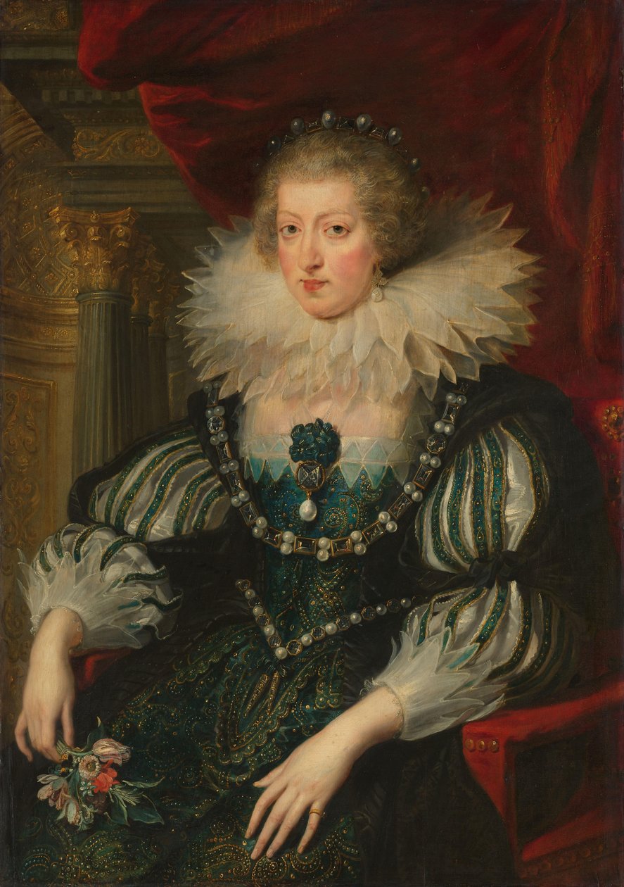 Portræt af Anne af Østrig (1601-1666), dronning af Frankrig af Peter Paul Rubens (workshop of)