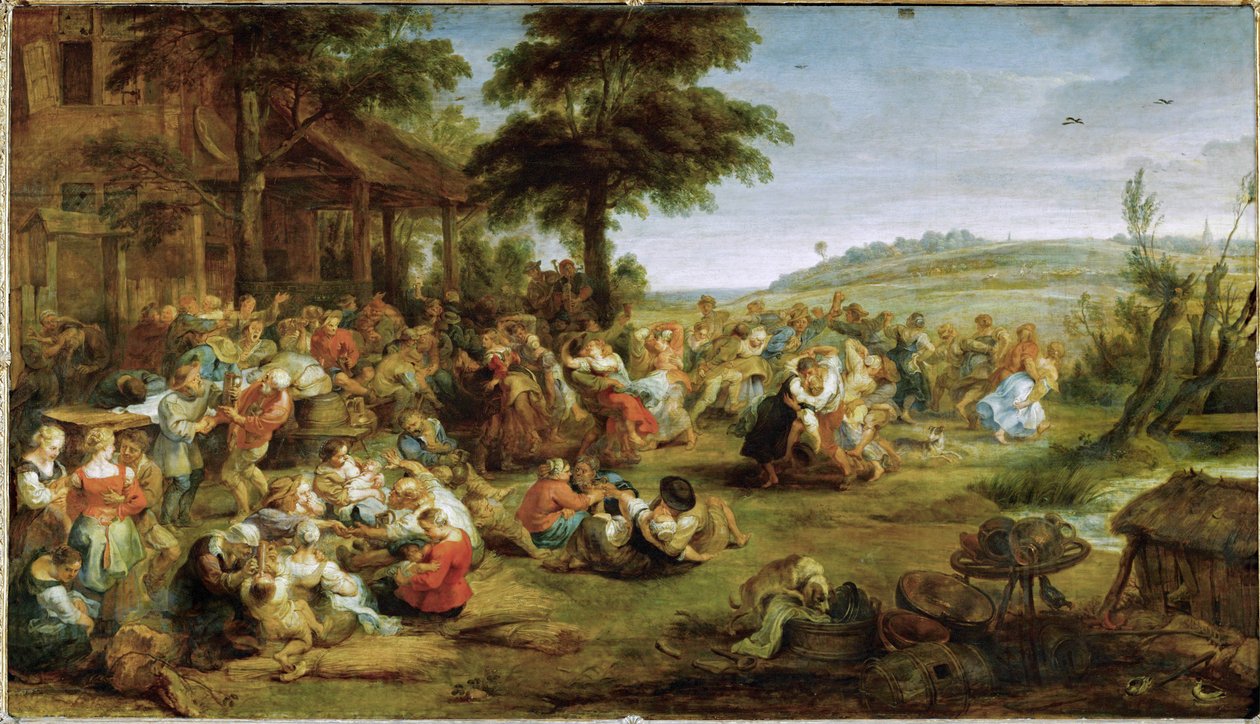 En kirkefest eller Weding i en landsby, ca. 1635-38 (olie på træ) af Peter Paul Rubens