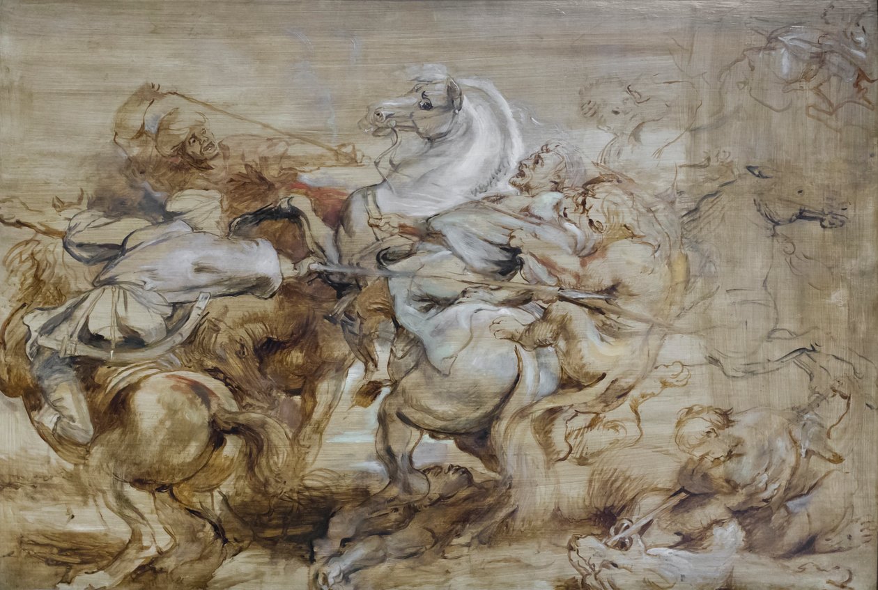 En løvejagt, ca. 1614-15 (olie på eg) af Peter Paul Rubens