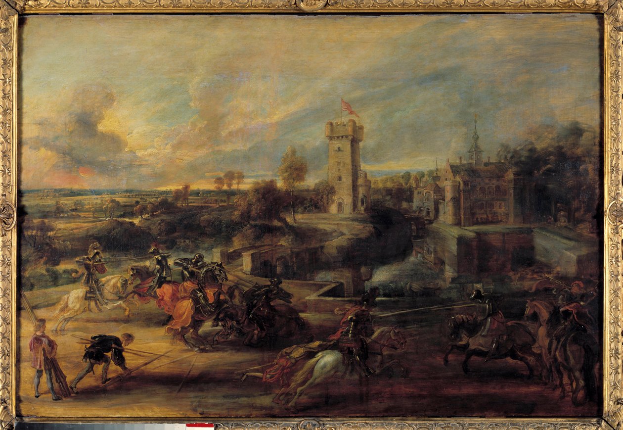 En turnering i nærheden af stenene på Steen Slot (middelalderen). Flamsk maleri af Pierre Paul (Pierre-Paul) Rubens (eller Peter Paul eller Petrus Paulus) (1577-1640) af Peter Paul Rubens