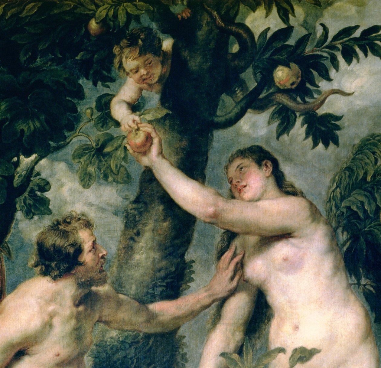Adam og Eva (kopieret fra maleriet af Titian) (detalje af 51710) af Peter Paul Rubens