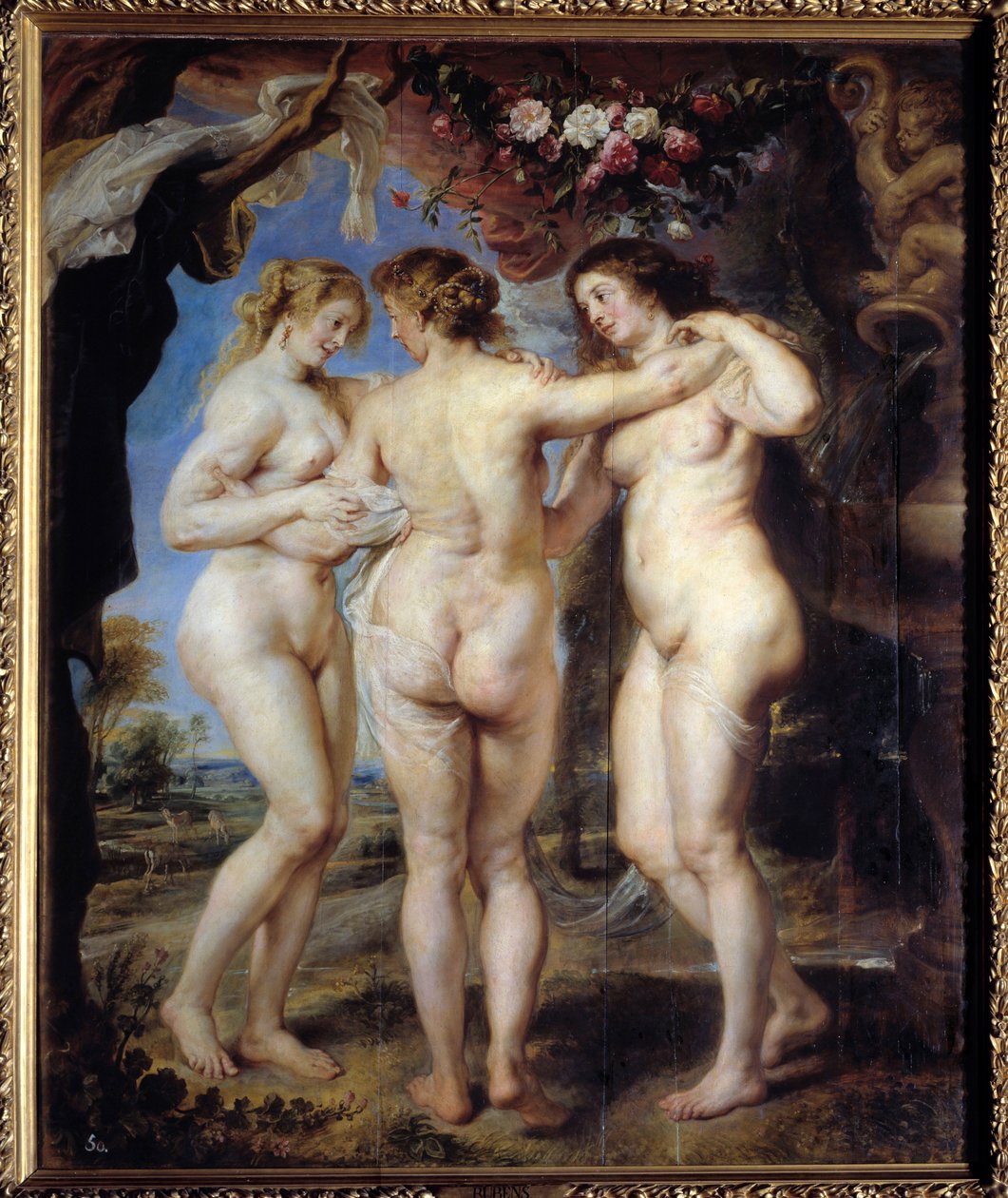 Alle tre nåder. Maleri af Pierre Paul (Pierre-Paul) Rubens (eller Peter Paul eller Petrus Paulus) (1577-1640) af Peter Paul Rubens