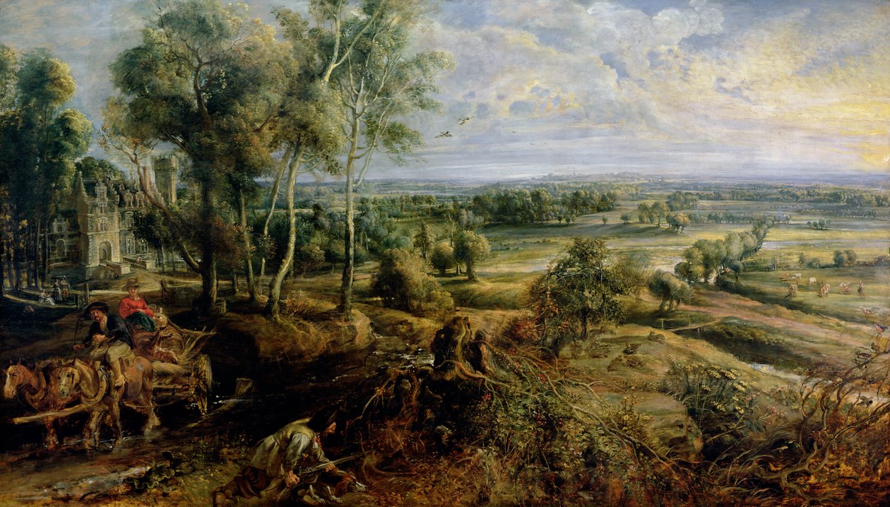 Et efterårslandskab med udsigt over Het Steen i den tidlige morgen, ca. 1636 af Peter Paul Rubens