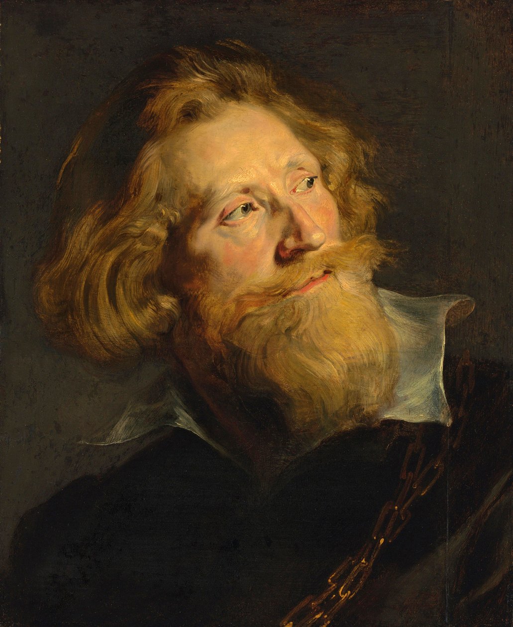 Barok: Portræt af en skægget mand med hvid krave og guldkæder af Rubens, Pieter Paul (1577-1640). Olie på træ, 50,9x41,2. Privat samling af Peter Paul Rubens