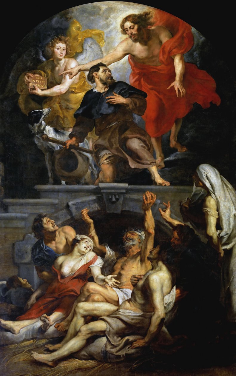 Kristus udnævnte Saint Roch til skytshelgen for pestofrene, 1623-1626. af Peter Paul Rubens