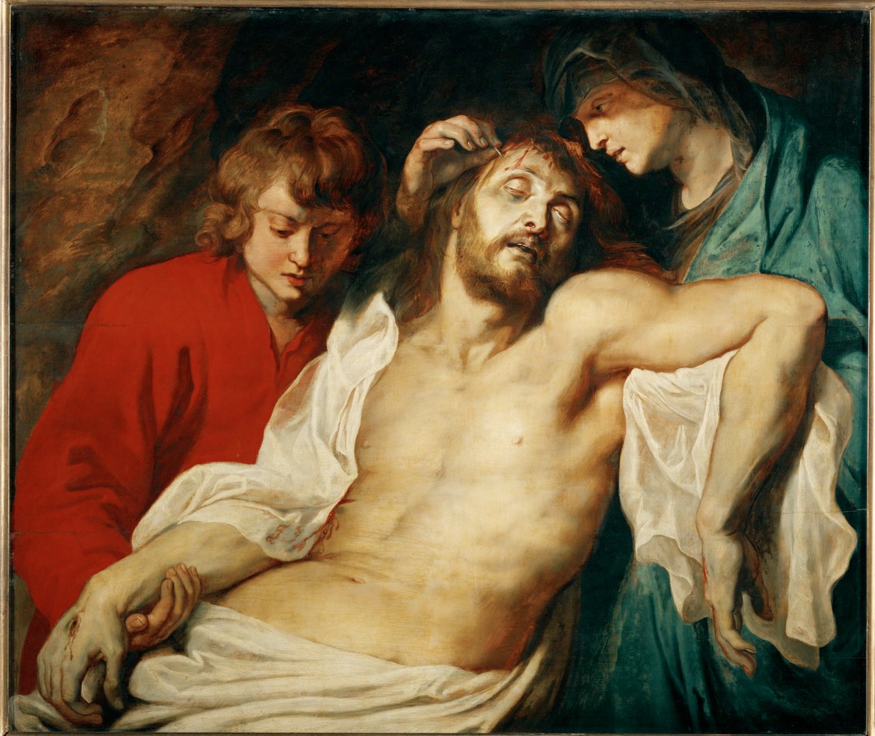 Deploration med Sankt Maria og apostlen Johannes, ca. 1614-15 (maleri på egetræ) af Peter Paul Rubens