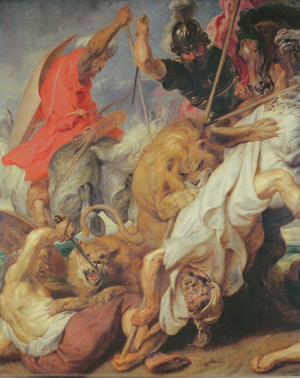 Detalje af Løvejagten, 1621 olie på lærred se 203326 og 196202 af Peter Paul Rubens