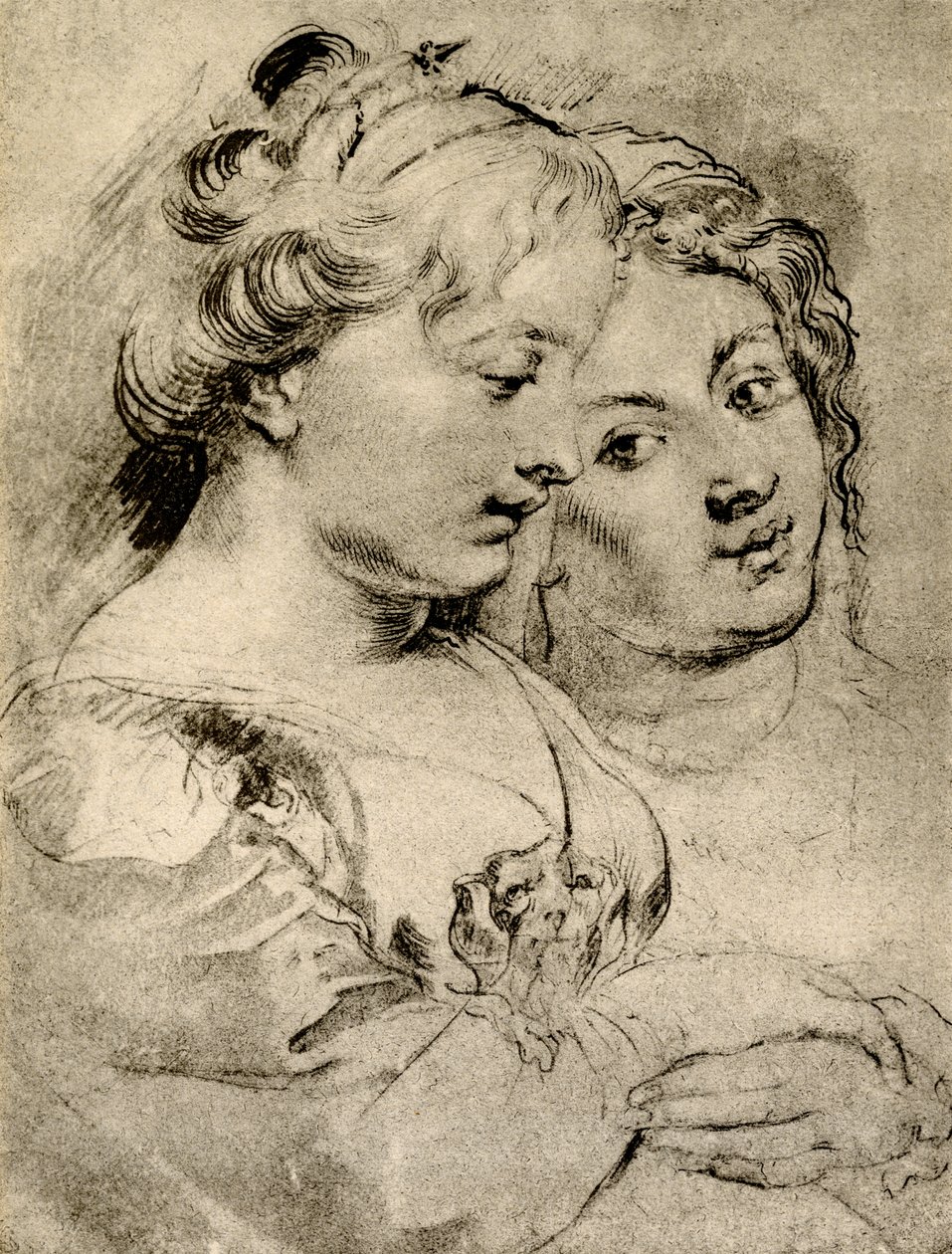 Detaljeret undersøgelse af to piger af Peter Paul Rubens
