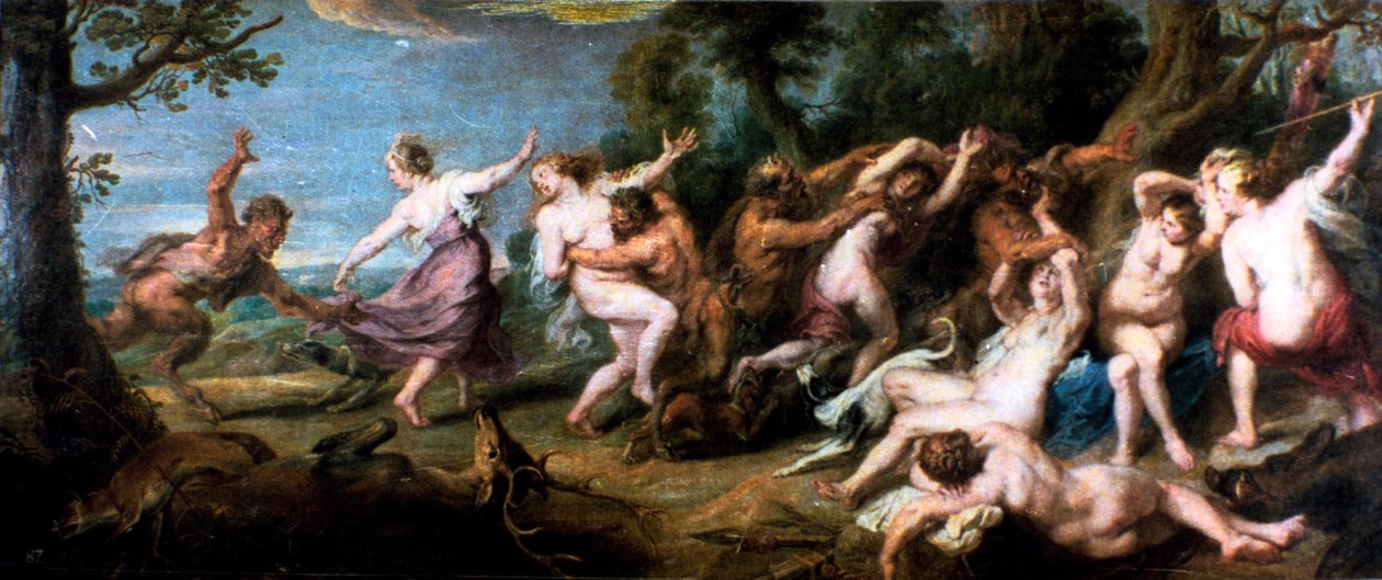Diana og hendes nymfer overrasket af faunerne, 1638-1640 af Peter Paul Rubens