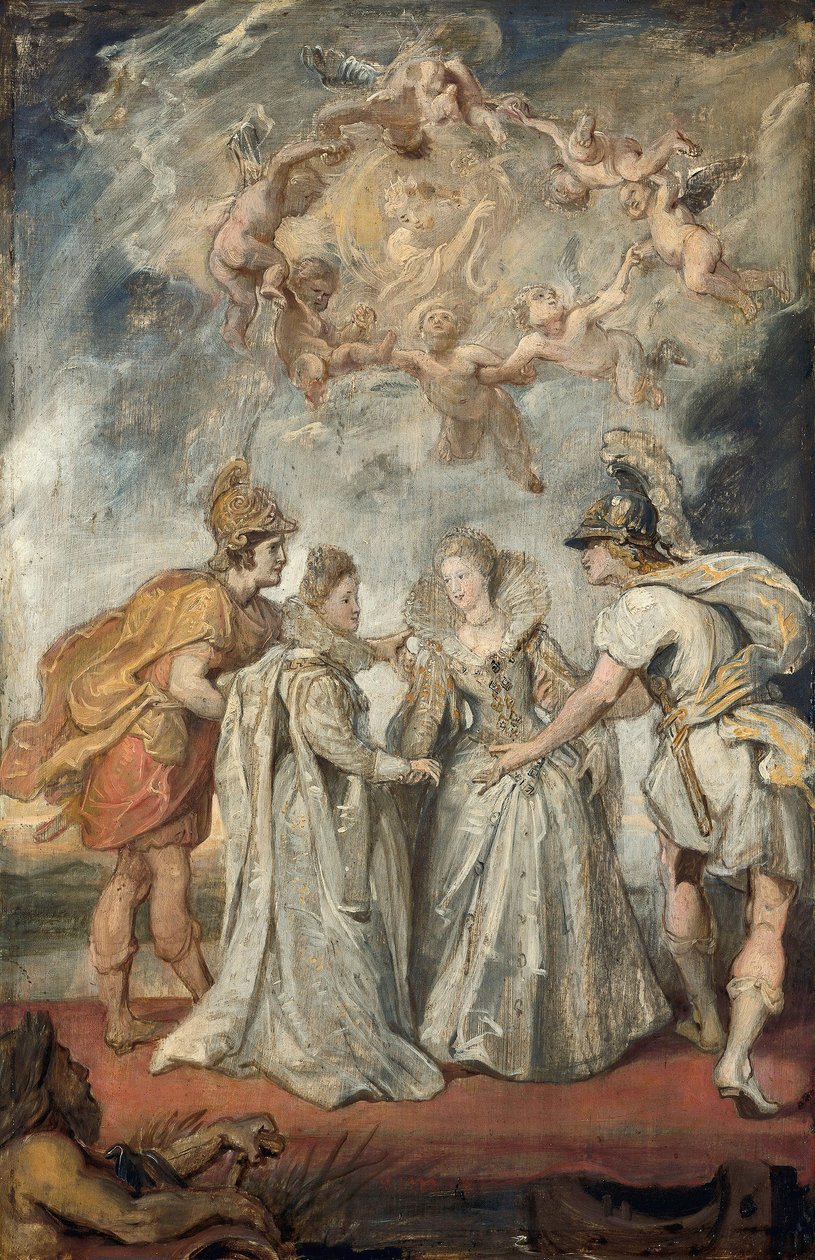Familiebåndene mellem Frankrig og Spanien (skitse til Medici-cyklussen) af Peter Paul Rubens