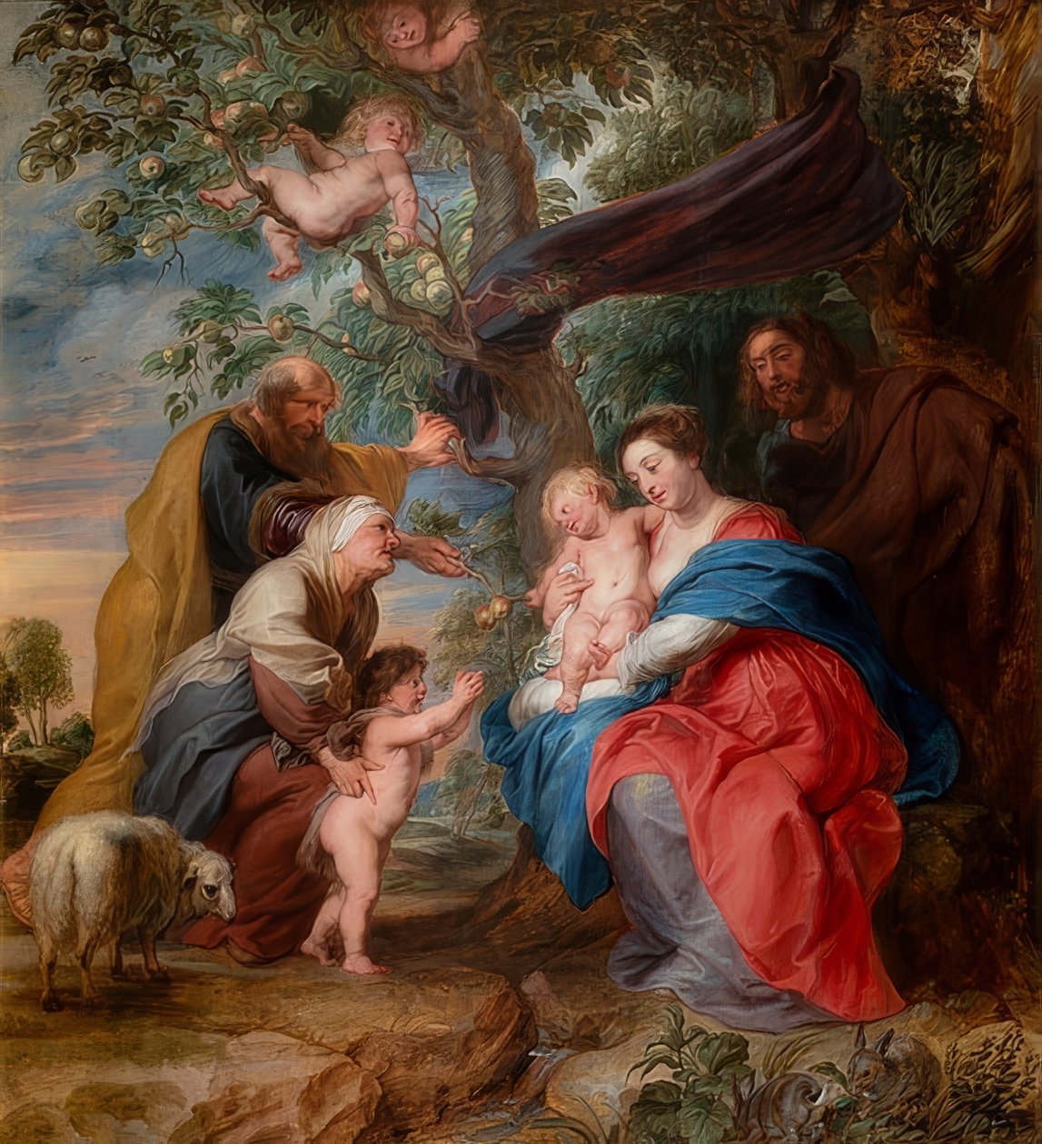 Den hellige familie under et æbletræ. Omkring 1632 af Peter Paul Rubens
