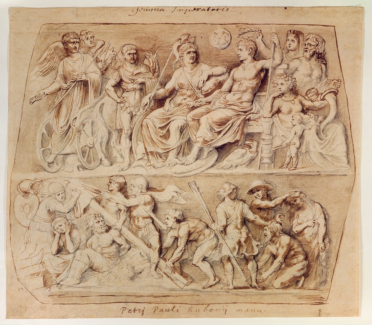 Tegning af Gemma Augustea (pen og blæk og blyant på papir) af Peter Paul Rubens