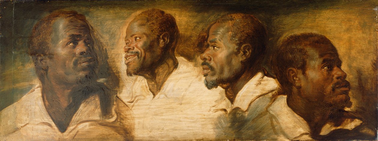 Fire studier af mandligt hoved, ca. 1617-1620 af Peter Paul Rubens