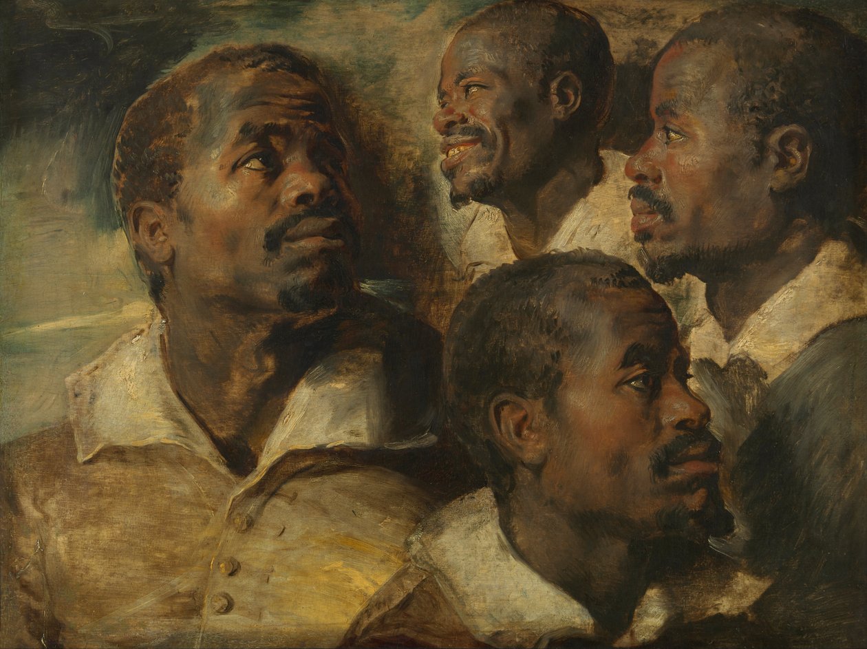 Fire studier af en maurers hoved af Peter Paul Rubens