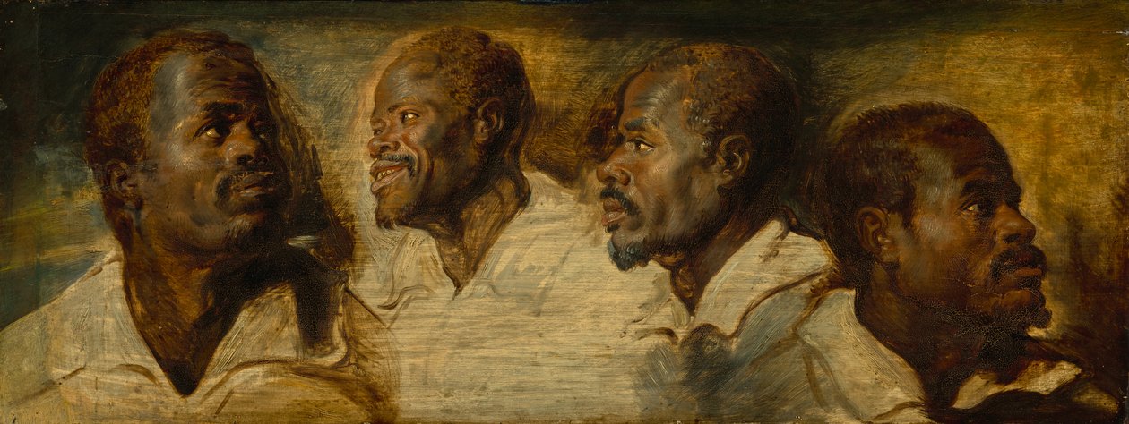 Fire studier af et mandshoved af Peter Paul Rubens