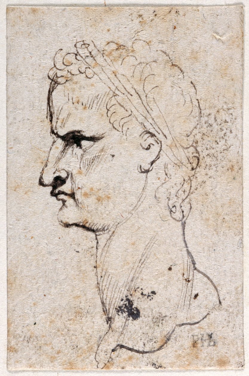 Gaius Caligula, fra ti tegninger af otte af de første tolv Cæsarer, efter Giovanni da Cavinos medaljer (pen og blæk på papir) af Peter Paul Rubens