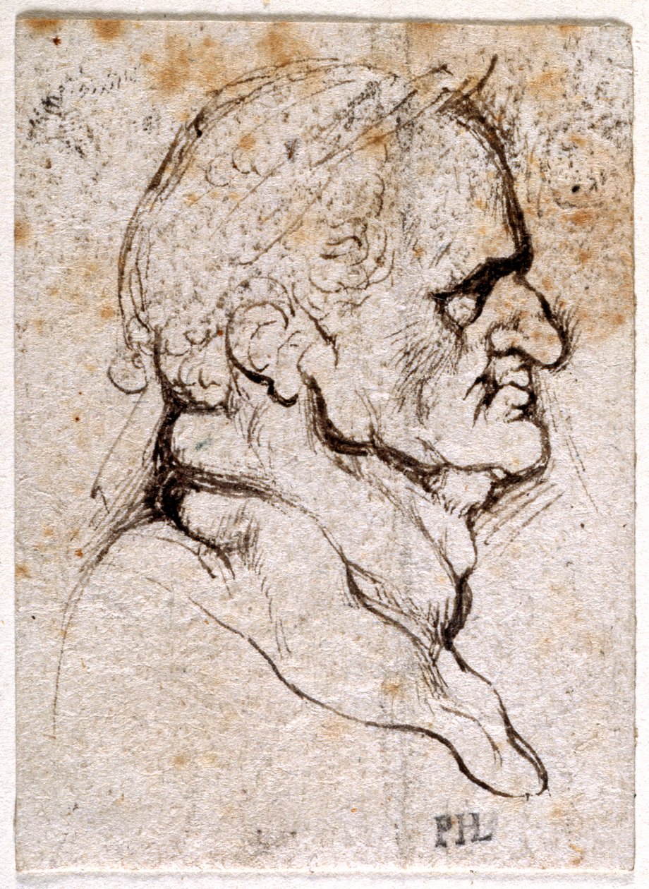 Galba, fra ti tegninger af otte af de første tolv Cæsarer, efter Giovanni da Cavinos medaljer (pen og blæk på papir) af Peter Paul Rubens