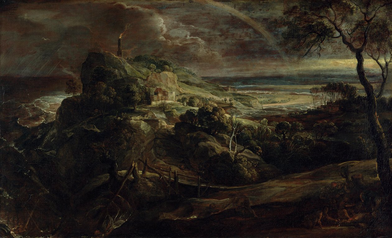 Tysk: Landschaft mit dem Schiffbruch des Paulus Landskab med Paulus