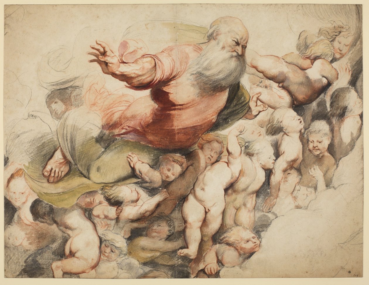 Gud Fader støttet af engle, efter Pordenone, 1600-03 af Peter Paul Rubens