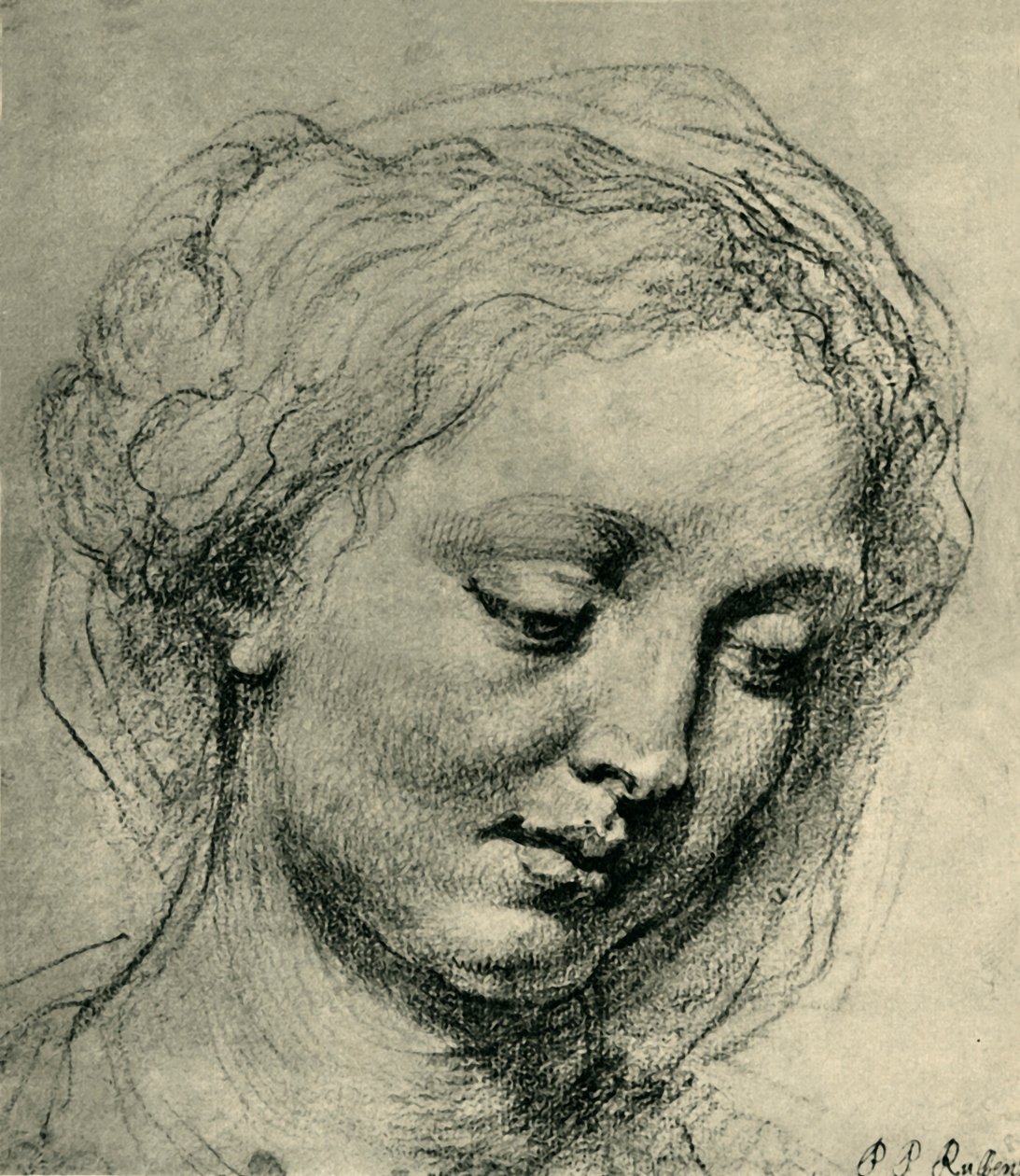 Hoved af en kvinde, c1630, 1943. af Peter Paul Rubens
