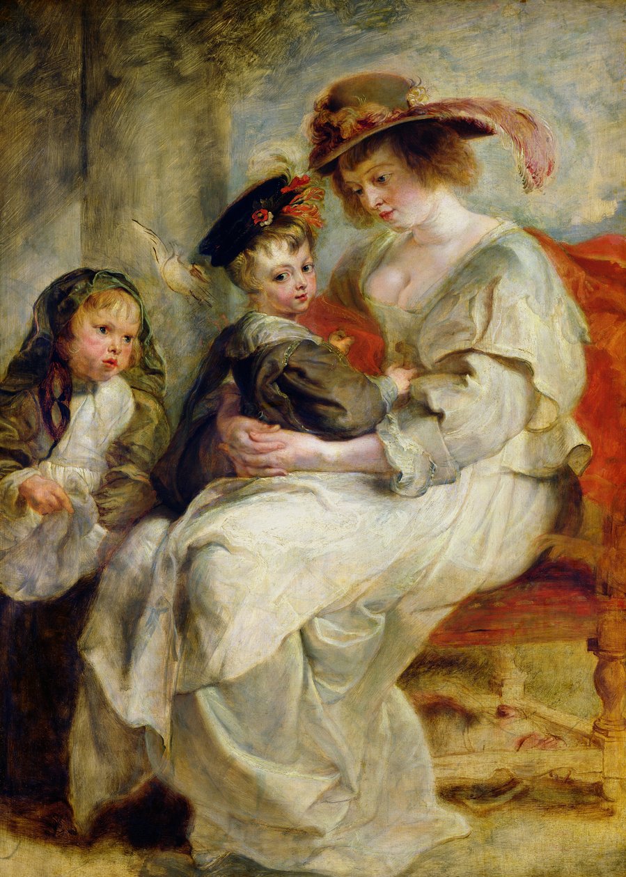 Helene Fourment (1614-73) med to af hendes børn, Claire-Jeanne og Francois, ca. 1636-37 af Peter Paul Rubens