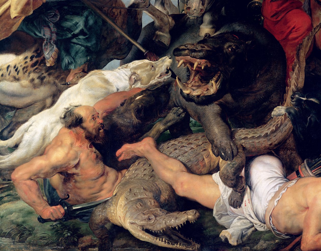 Hippopotamus and Crocodile Hunt, ca. 1615-16 (detaljer) (se også 156517) af Peter Paul Rubens