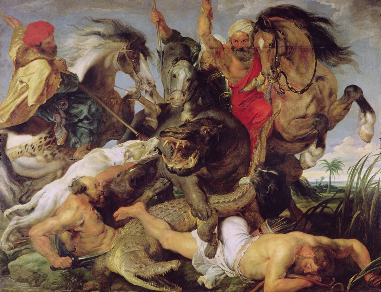 Hippopotamus and Crocodile Hunt, ca. 1615-16 (se 170972 for detaljer) af Peter Paul Rubens