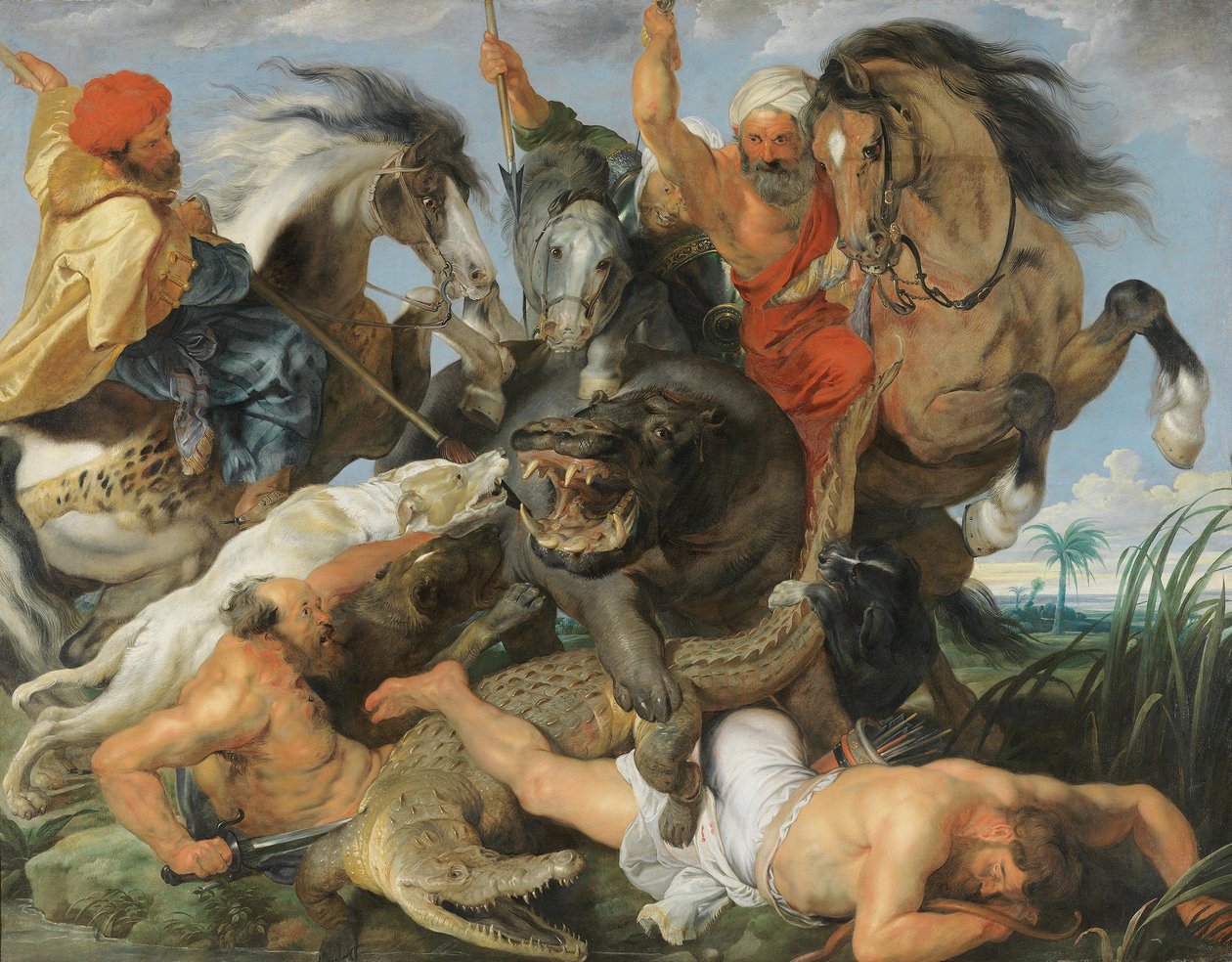 Jagt på flodhest og krokodille af Peter Paul Rubens
