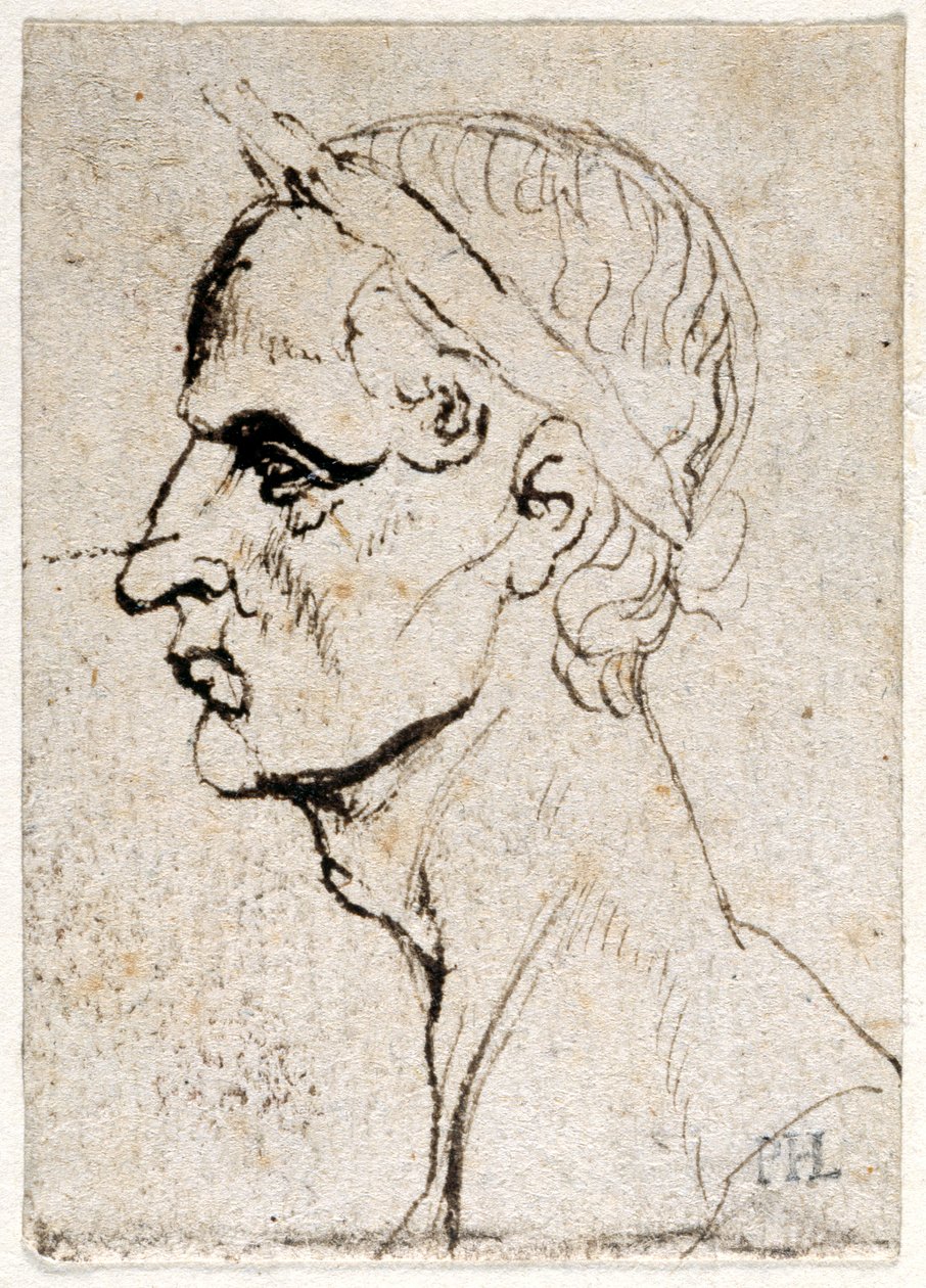 Julius Cæsar, efter ti tegninger af otte af de første tolv kejsere, efter Giovanni da Cavinos medaljer (pen og blæk på papir) af Peter Paul Rubens