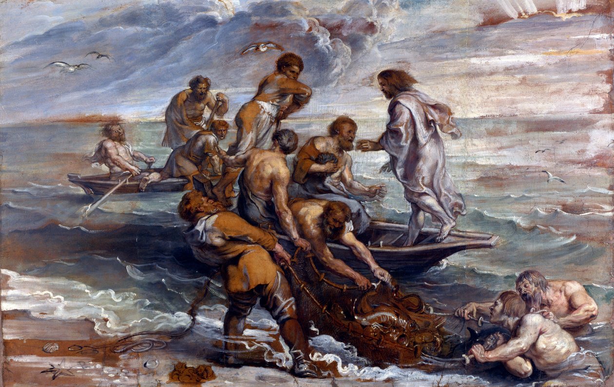 ""La peche miraculouse"" (The Miraculous Draft of Fishes) Maleri af Pieter Paul Rubens (1577-1640) 1618-1619 Dim 55x85 cm London National Gallery af Peter Paul Rubens
