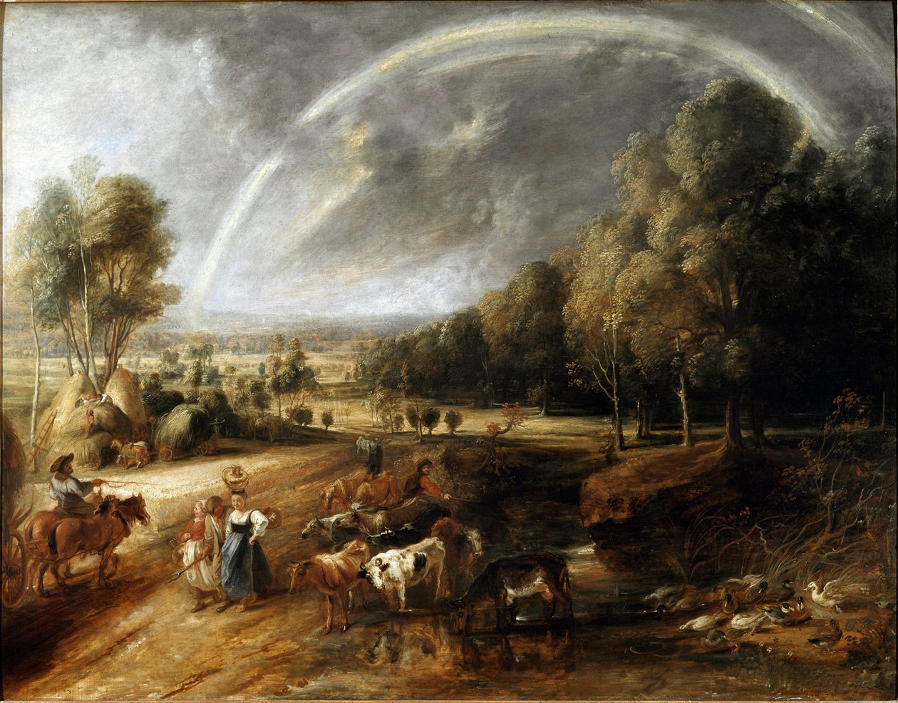 Landskab med regnbuen Maleri af Peter Paul (Pierre-Paul) Rubens (eller Peter Paul eller Petrus Paulus) (1577-1640) ca. 1638 Dim. 94x123 cm Alte Pinakothek, Bayerische Staatsgemaeldesammlungen, München, Tyskland af Peter Paul Rubens