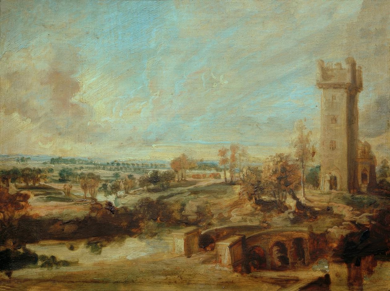 Landskab med et tårn af Peter Paul Rubens