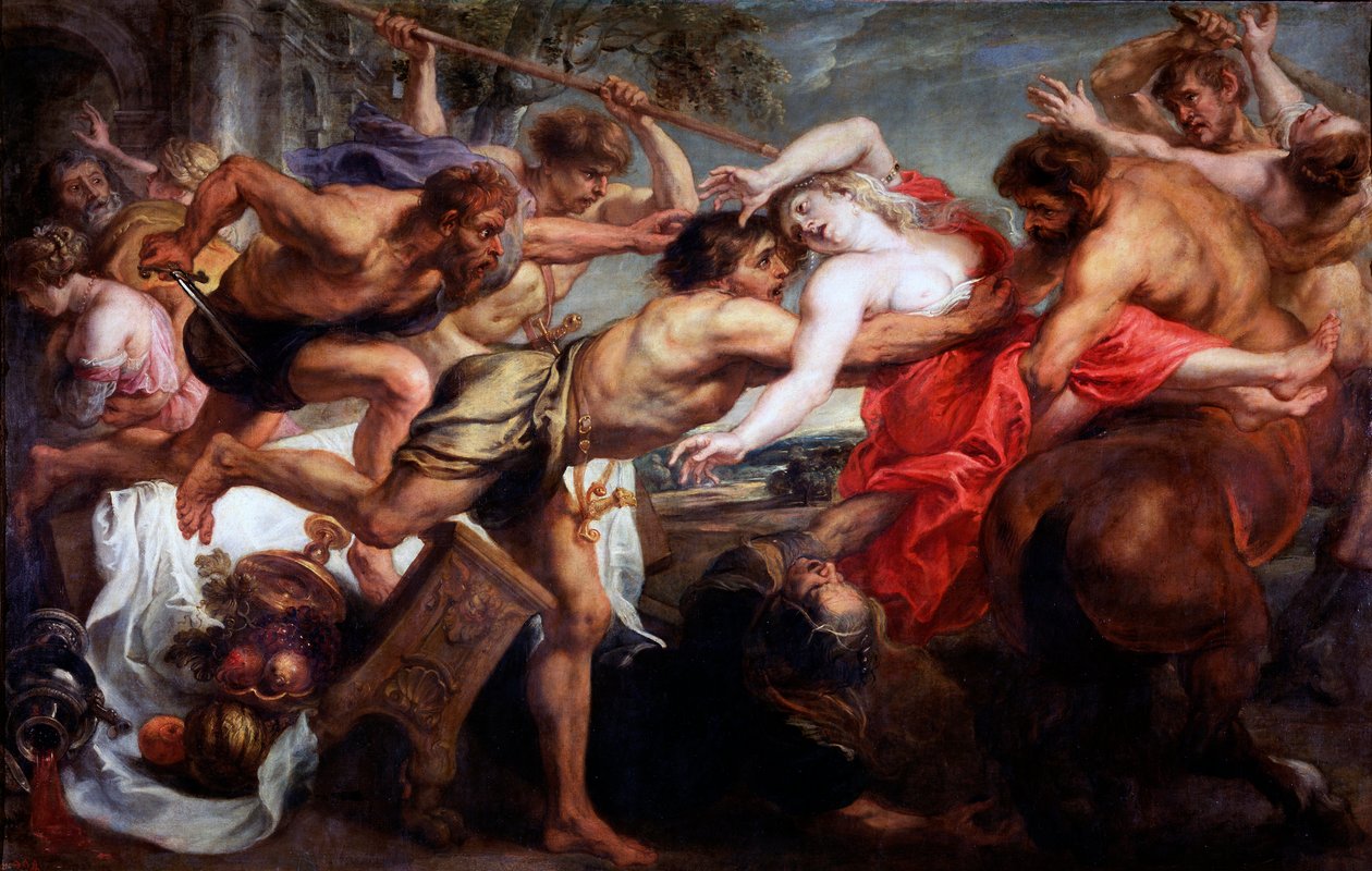 ""Bortførelsen af ​​Hippodamia"" eller ""Bortførelsen af ​​Hippodamia, eller Lapiths and Centaurs"" Maleri af Pieter Paul Rubens (1577-1640)1636-1638 Dim 183x286 cm Museo del Prado, Madrid af Peter Paul Rubens