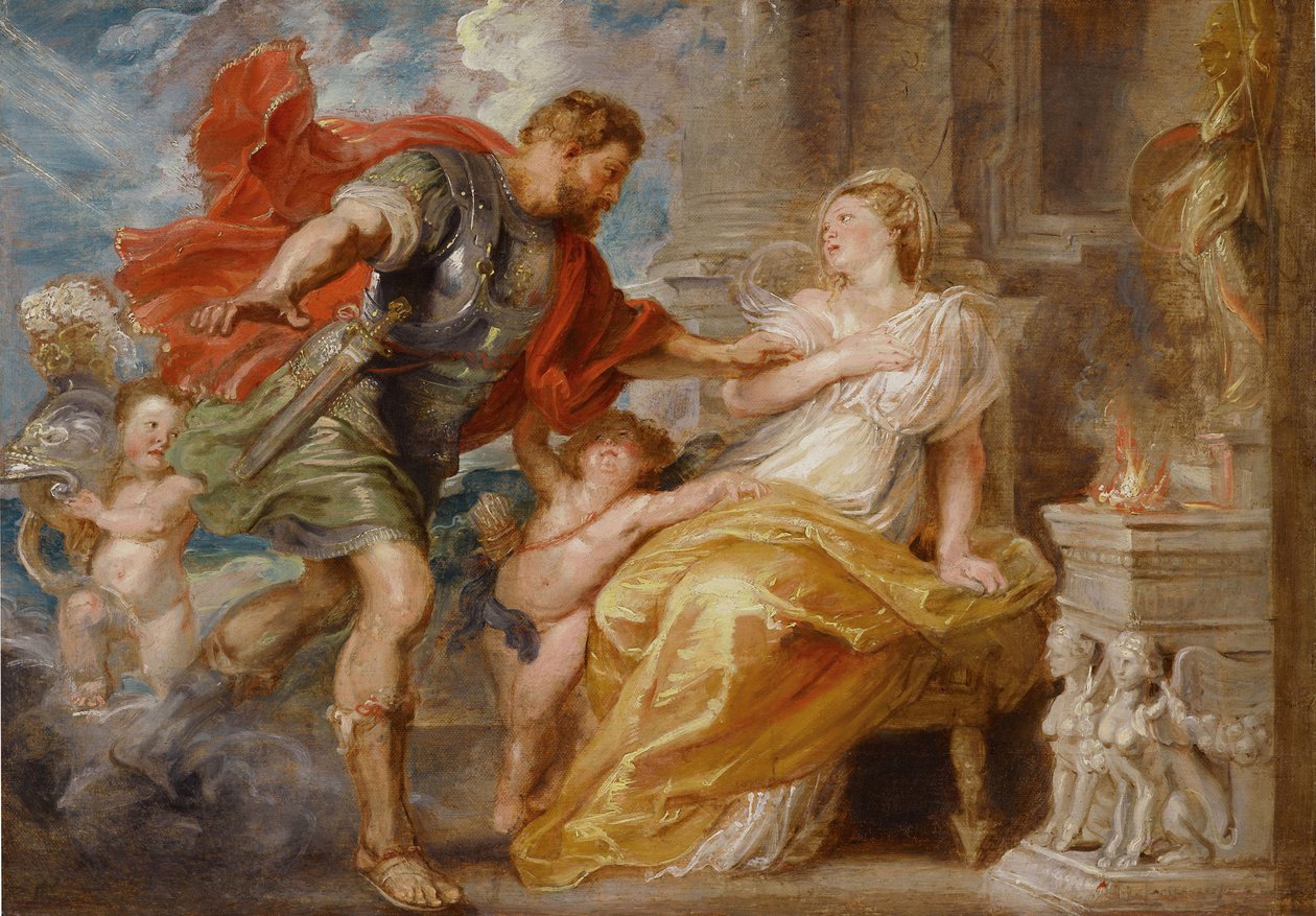 Mars og Rhea Silvia. (nogle gange kaldet Ilia er mor til tvillingerne Remus og Romulus). Maleri af Peter Paul Rubens (1577-1640), olie på lærred, ca. 1616-1617. flamsk kunst af Peter Paul Rubens