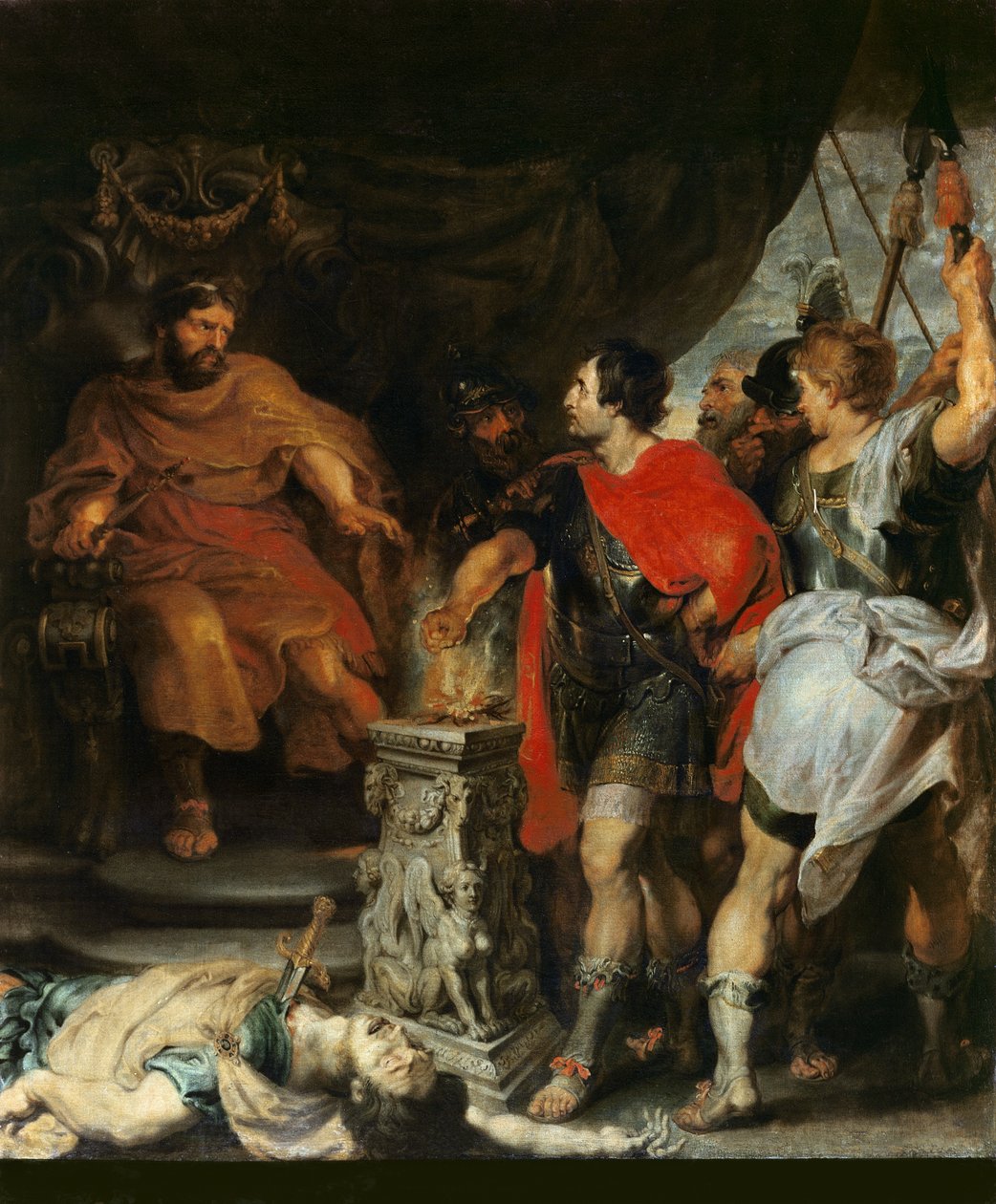 Mucius Scaevola før Lars Porsena, c.1618-20 af Peter Paul Rubens