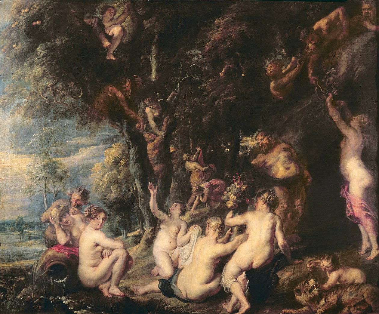Nymfer og satyrer, ca. 1635 (olie på lærred) af Peter Paul Rubens