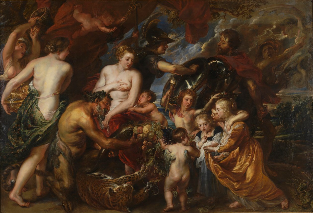Fred og krig, Minerva beskytter fred mod Mars (olie på lærred af Peter Paul Rubens