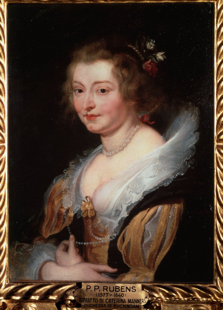 Portræt af Catherine Manners, hertuginde af Buckingham - olie på panel, ca. 1625-1629 af Peter Paul Rubens