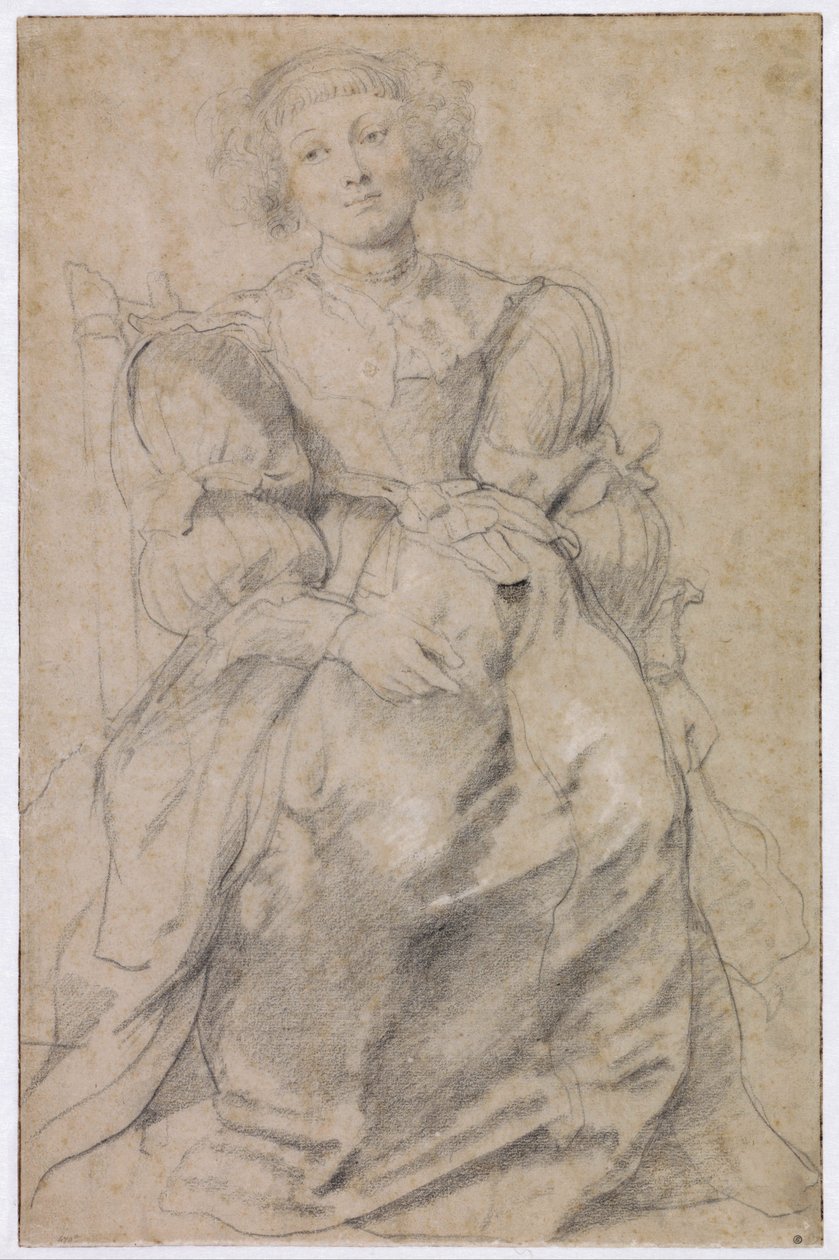 "Portræt af Helene Fourment (1614-1673)" (Portræt af Helene Fourment), ca. 1630-1631 (sanguine) af Peter Paul Rubens