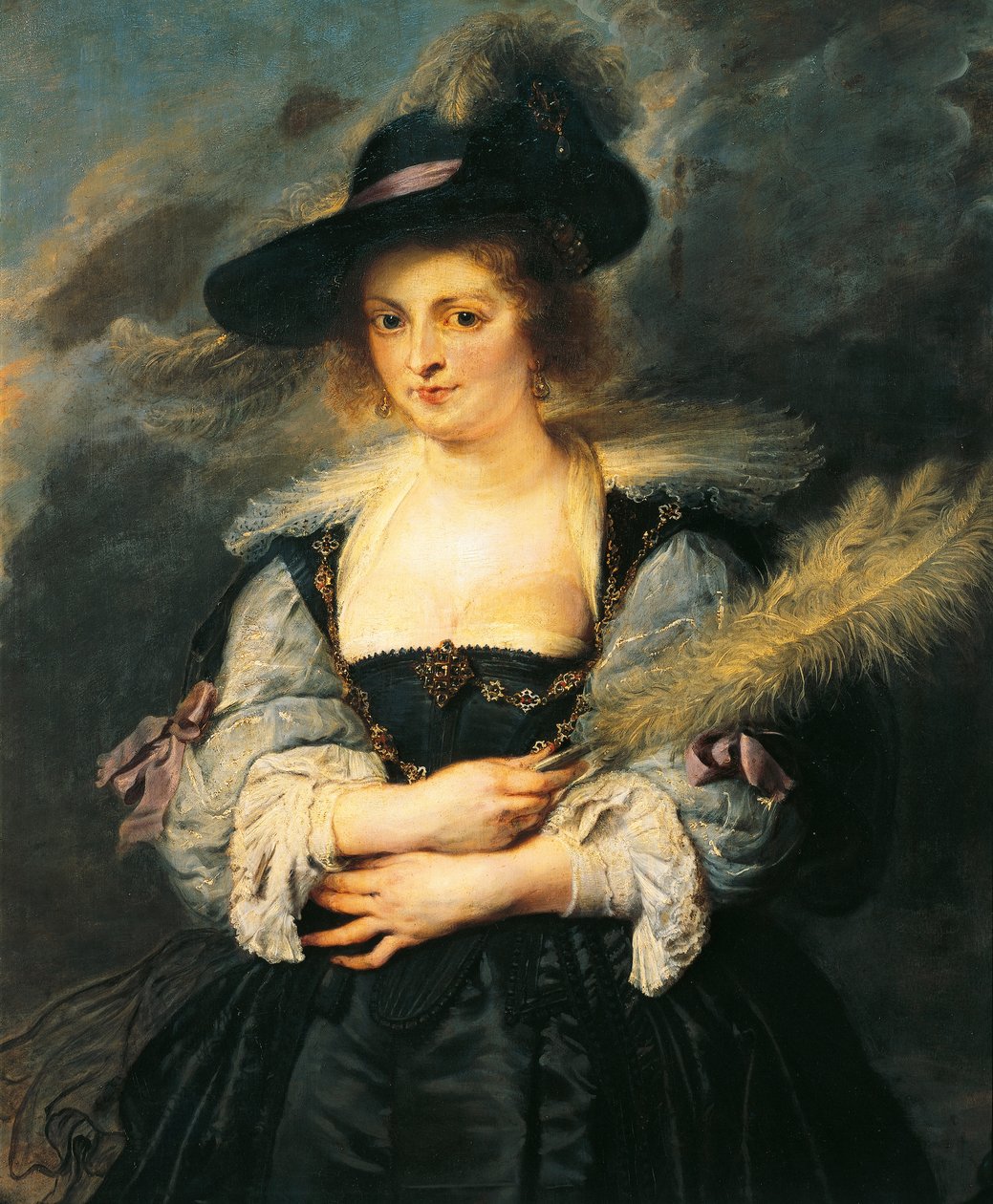Portræt af Helene Fourment, af Peter Paul Rubens (1577-1640), Detail af Peter Paul Rubens