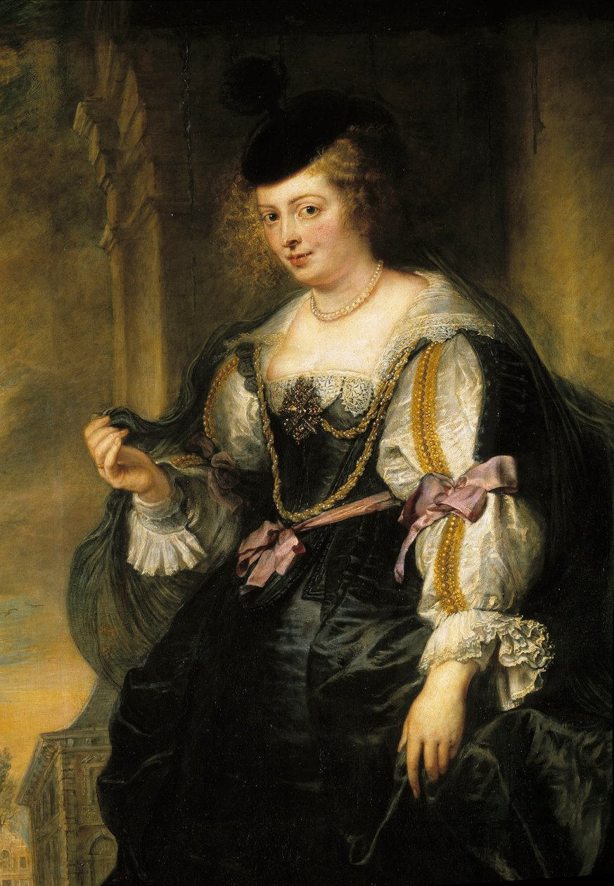 Portræt af Helene Fourment på vognen. Helene Fourment (1614-1673), anden hustru til maleren Detail. Maleri af Pierre Paul (Pierre-Paul) Rubens (eller Peter Paul eller Petrus Paulus) (1577-1640) af Peter Paul Rubens