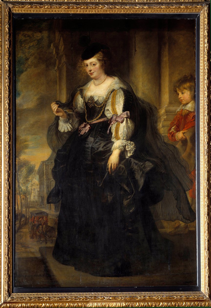 Portræt af Helene Fourment på vognen. Helene Fourment (1614-1673), malerens anden hustru. Maleri af Pierre Paul (Pierre-Paul) Rubens (eller Peter Paul eller Petrus Paulus) (1577-1640), flamsk skole af Peter Paul Rubens