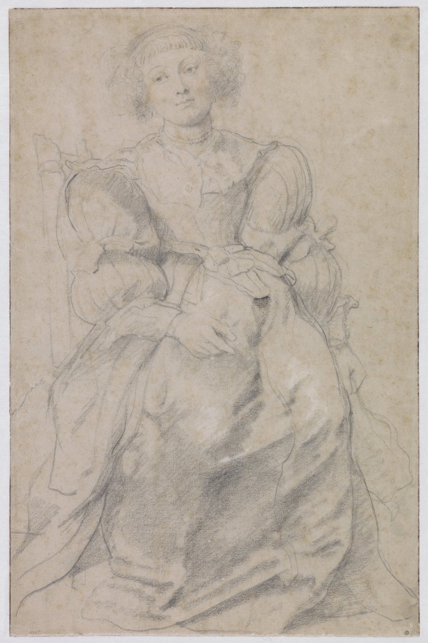 Portræt af Hélène Fourment, ca. 1630-31 (sort og rødt kridt, forstærket med hvidt) af Peter Paul Rubens