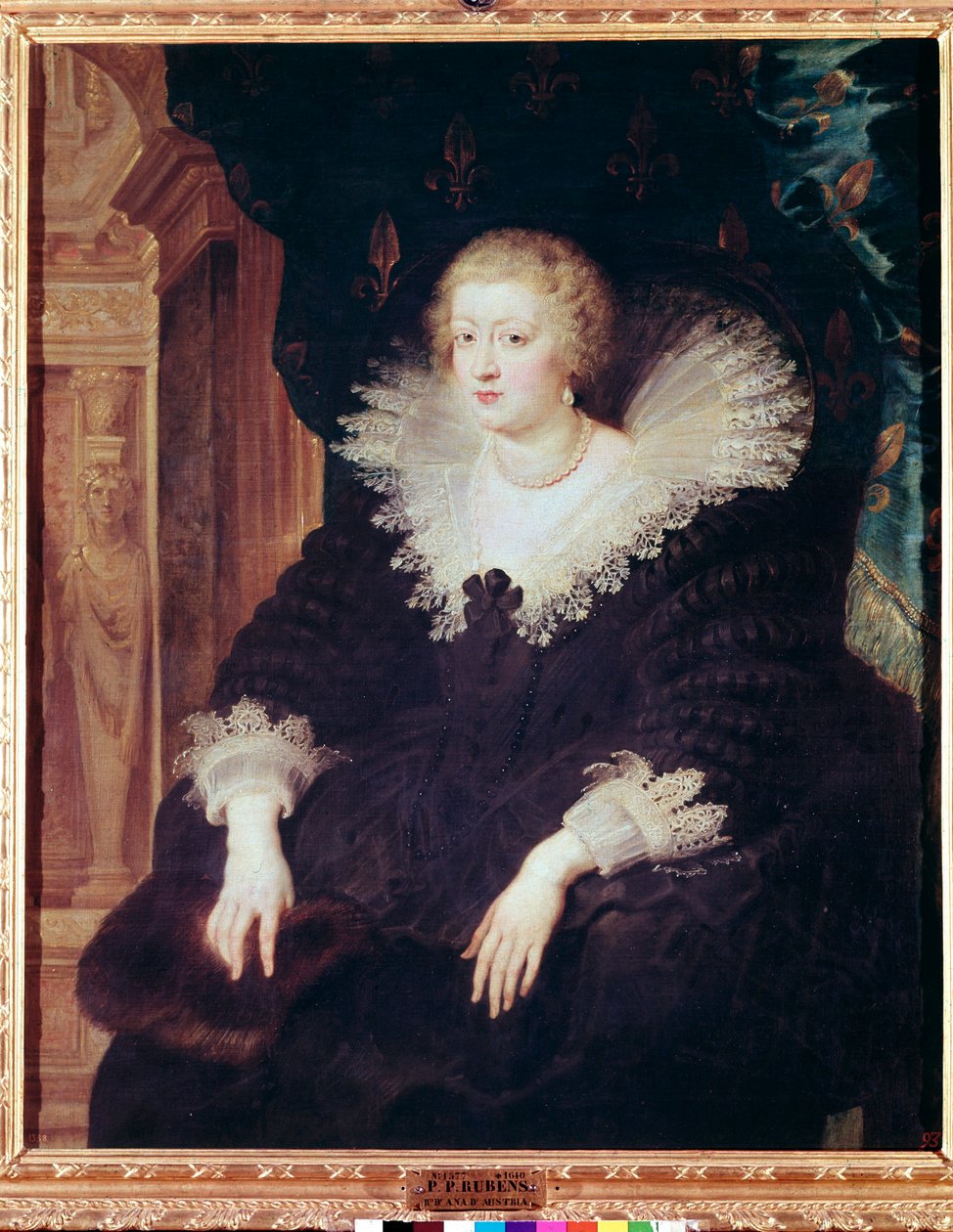 Portræt af Dronning af Frankrig Anne af Østrig (olie på lærred af Peter Paul Rubens