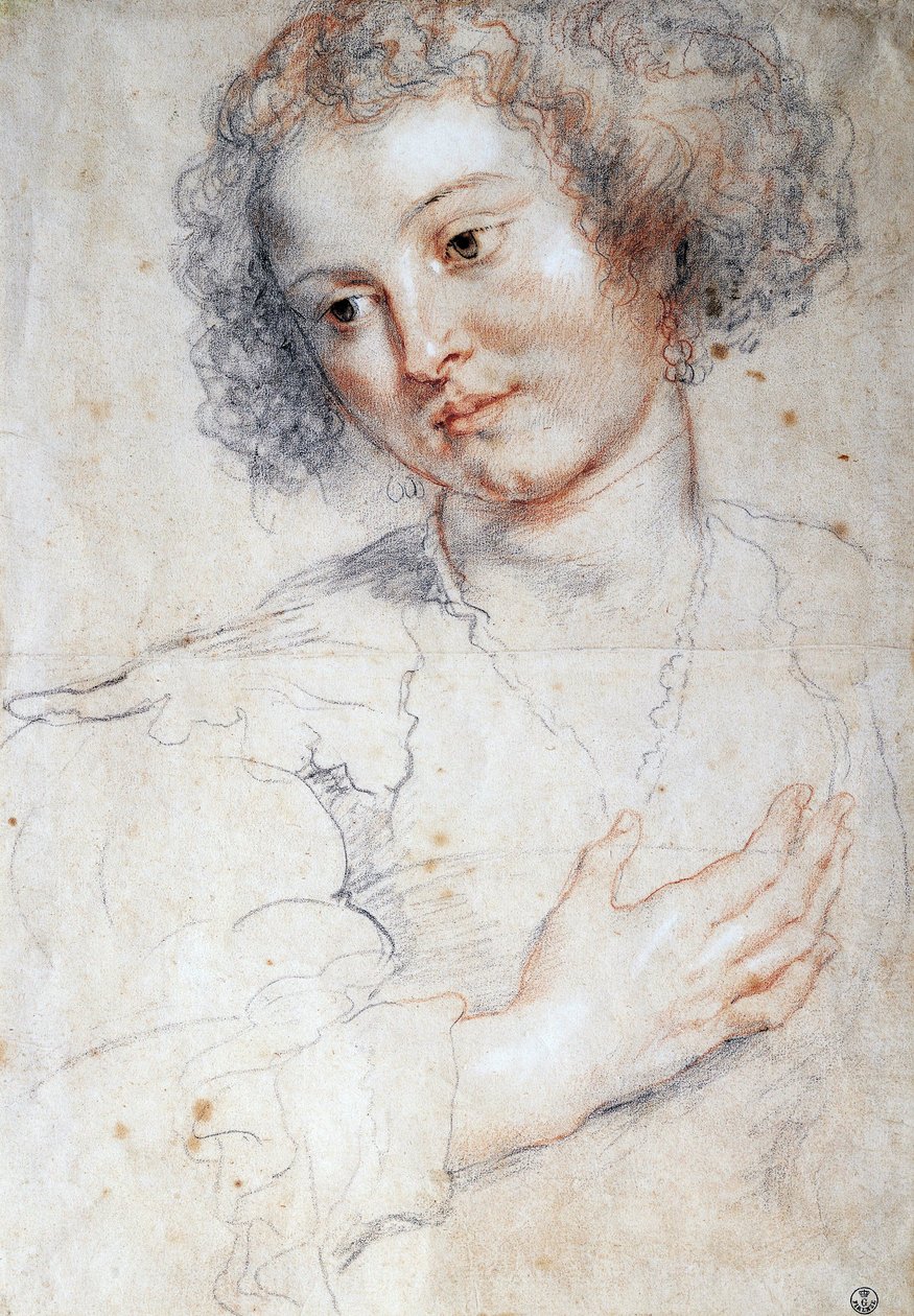 Portræt af en kvinde (Undersøgelse til et portræt af Sankt Apollonia) (tegning af Peter Paul Rubens