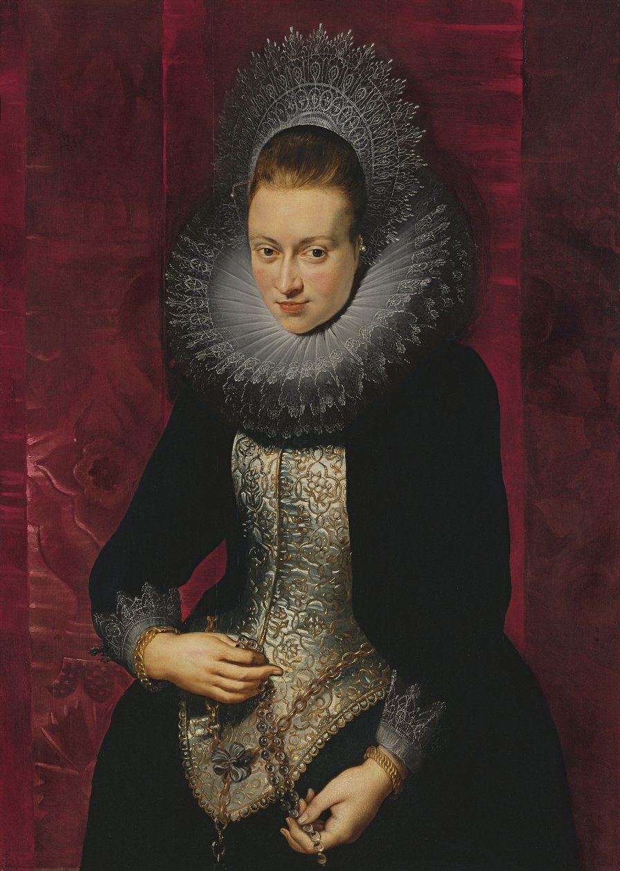Portræt af en ung kvinde med en rosenkrans af Peter Paul Rubens