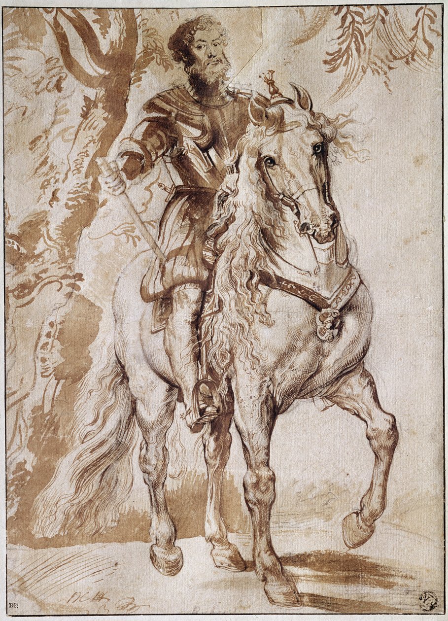 Portræt af hertugen af Lerma til hest (Tegning af Peter Paul Rubens