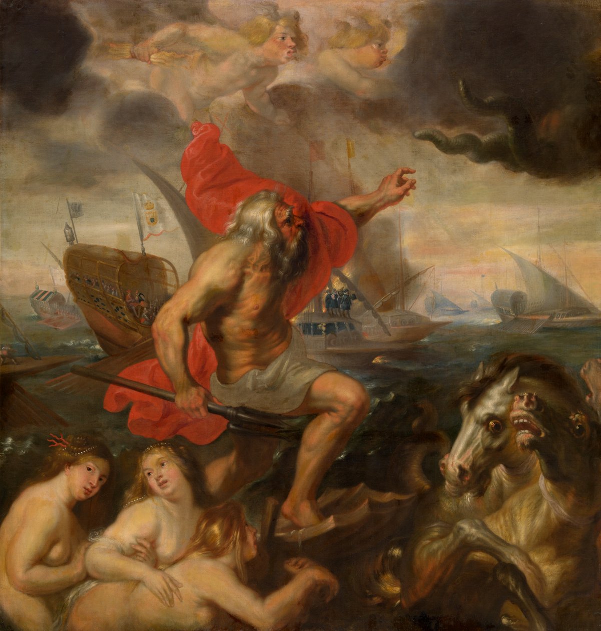 Quos Ego - Neptun beroliger stormen (olie) af Peter Paul Rubens